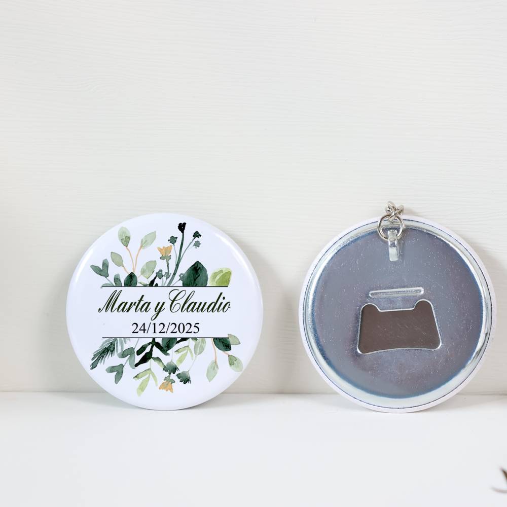 Llavero con abridor personalizado "Nature" Detalles de Boda - Llaveros Abrebotellas Personalizados Boda