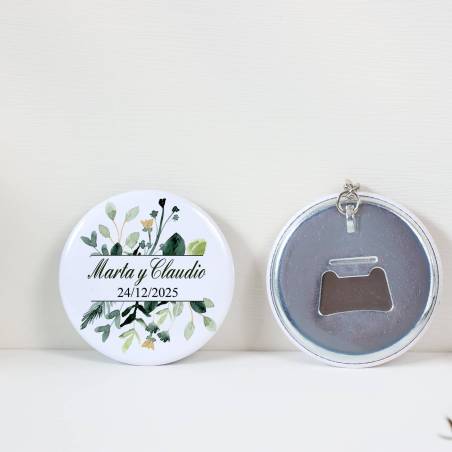 Llavero con abridor personalizado "Nature" Detalles de Boda - Llaveros Abrebotellas Personalizados Boda