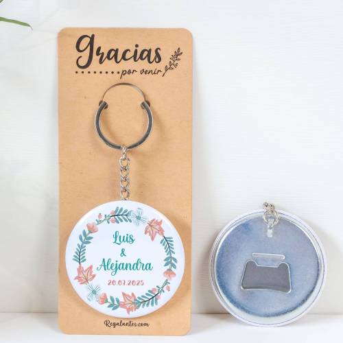 Llavero con abridor personalizado "Summer" Detalles de Boda - Llaveros Abrebotellas Personalizados Boda