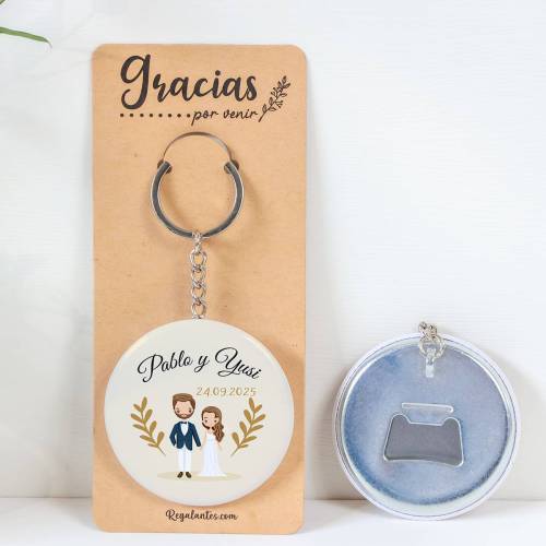 Llavero con abridor personalizado "Trigo" Detalles de Boda - Llaveros Abrebotellas Personalizados Boda