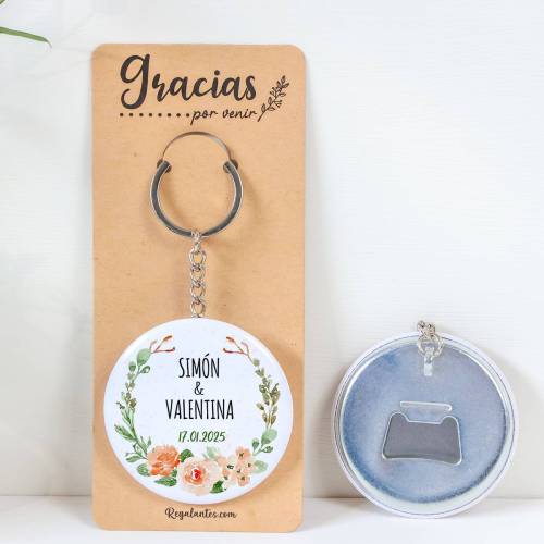 Llavero con abridor personalizado "Macedonia" Detalles de Boda - Llaveros Abrebotellas Personalizados Boda