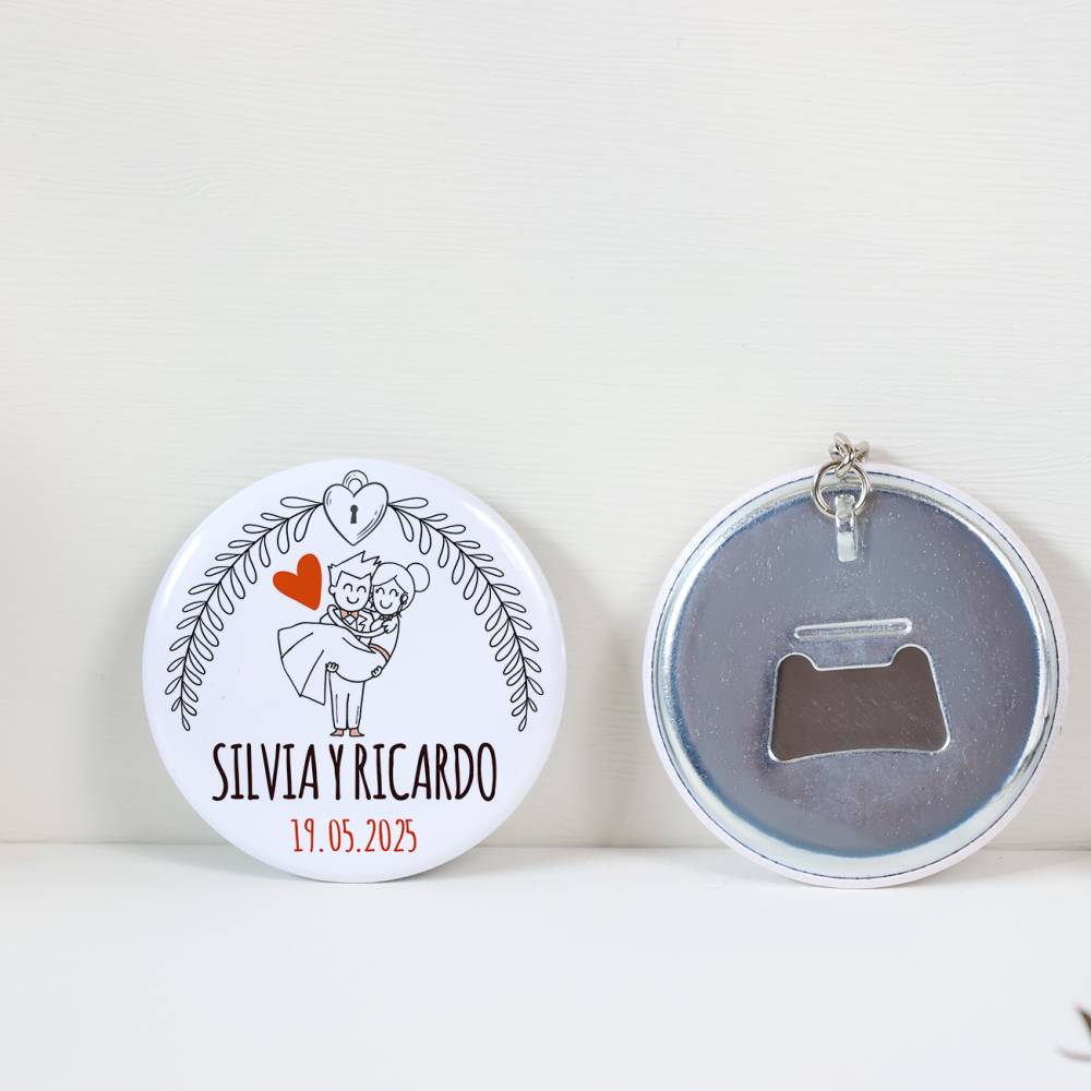 Llavero con abridor personalizado "Mañana" Detalles de Boda - Llaveros Abrebotellas Personalizados Boda