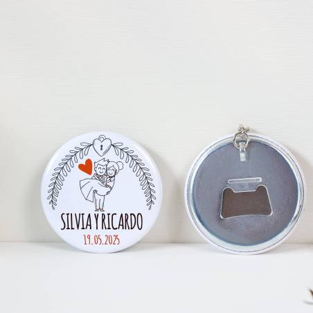 Llavero con abridor personalizado "Mañana" Detalles de Boda - Llaveros Abrebotellas Personalizados Boda