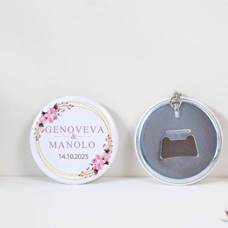 Llavero con abridor personalizado "Pink Crown" Detalles de Boda - Llaveros Abrebotellas Personalizados Boda