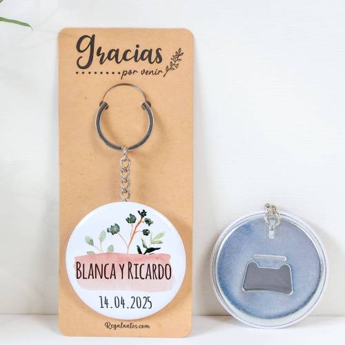 Llavero con abridor personalizado "Prado" Detalles de boda - Llaveros Abrebotellas Personalizados Boda