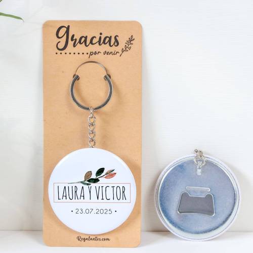 Llavero con abridor personalizado "Ocaso" Detalles de boda - Llaveros Abrebotellas Personalizados Boda