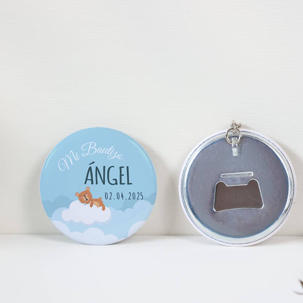 Llavero con abridor personalizado "Nube" Detalles de bautizo - Llaveros Abrebotellas Personalizados Bautizo