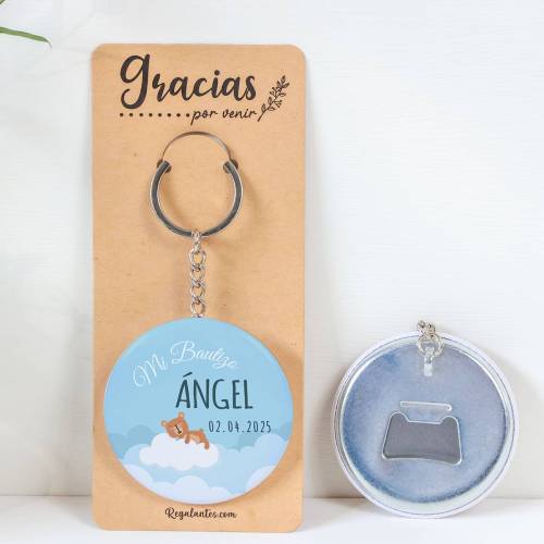 Llavero con abridor personalizado "Nube" Detalles de bautizo - Llaveros Abrebotellas Personalizados Bautizo