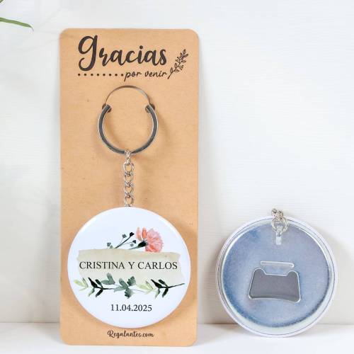 Llavero con abridor personalizado "Luna" Detalles de boda - Llaveros Abrebotellas Personalizados Boda