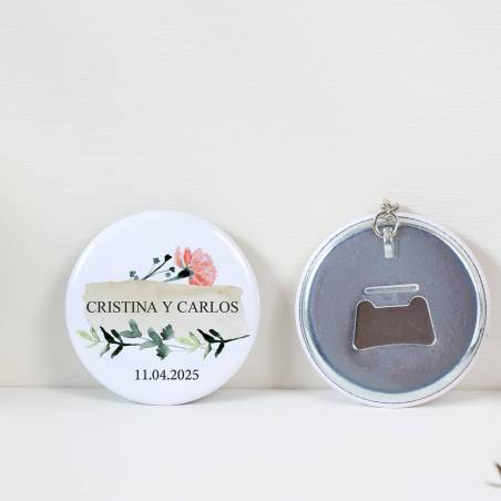 Llavero con abridor personalizado "Luna" Detalles de boda - Llaveros Abrebotellas Personalizados Boda