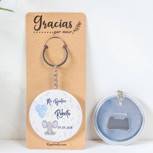 Llavero con abridor personalizado "Elegante niño" Detalles bautizo - Llaveros Abrebotellas Personalizados Bautizo