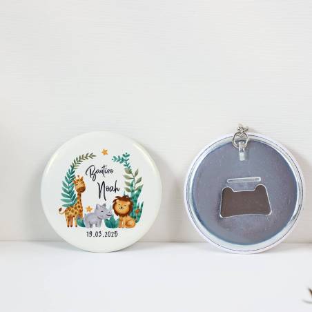Llavero con abridor personalizado "Selva" Detalles bautizo - Llaveros Abrebotellas Personalizados Bautizo
