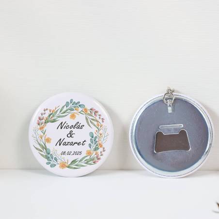 Llavero con abridor personalizado "Colorines" Detalles de boda - Llaveros Abrebotellas Personalizados Boda