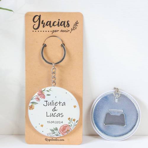 Llavero con abridor personalizado "Paz" Detalles de boda - Llaveros Abrebotellas Personalizados Boda