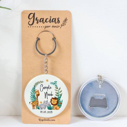 Llavero con abridor personalizado "Selva" Detalles de cumpleaños - Regalos personalizables cumpleaños