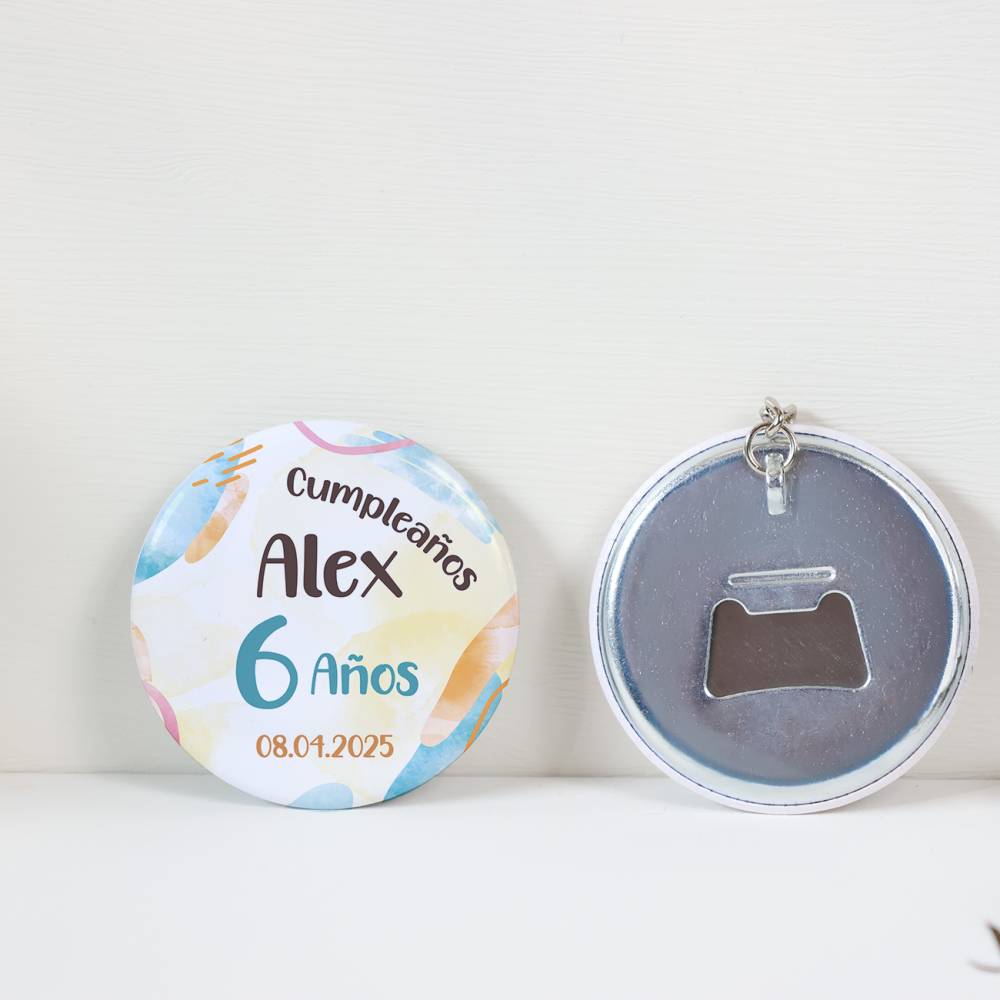 Llavero con abridor personalizado "Colores" Detalles de cumpleaños - Regalos personalizables cumpleaños