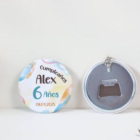 Llavero con abridor personalizado "Colores" Detalles de cumpleaños - Regalos personalizables cumpleaños