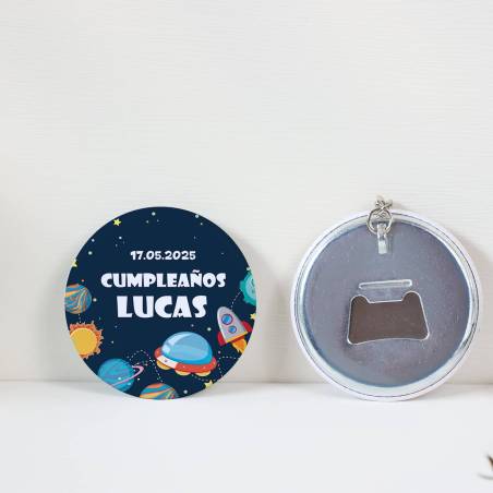 Llavero con abridor personalizado "Espacio" Detalles de cumpleaños - Regalos personalizables cumpleaños