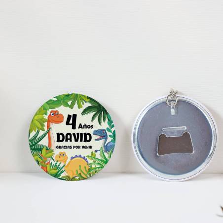 Llavero con abridor personalizado "Dinosaurios" Detalles de cumpleaños - Regalos personalizables cumpleaños
