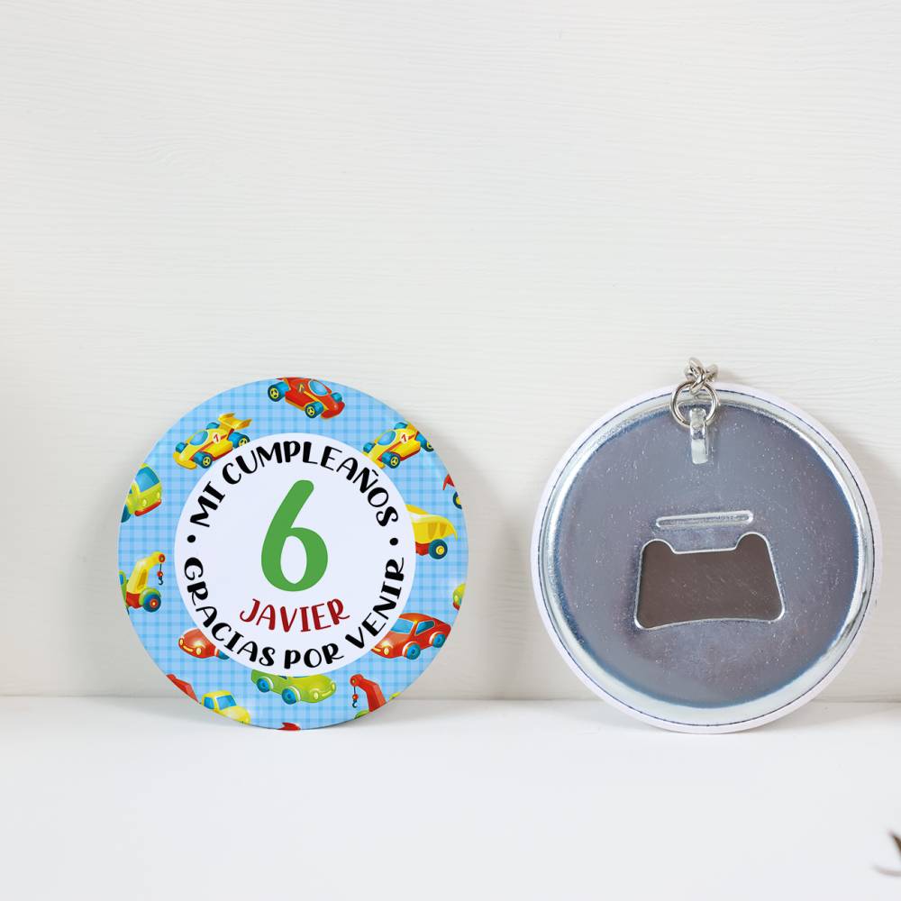 Llavero con abridor personalizado "Transportes" Detalles de cumpleaños - Regalos personalizables cumpleaños