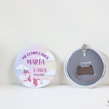 Llavero con abridor personalizado "Unicornios" Detalles de cumpleaños - Regalos personalizables cumpleaños