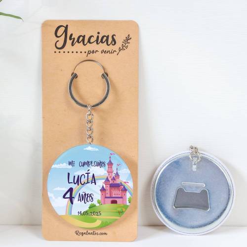 Llavero con abridor personalizado "Princesas" Detalles de cumpleaños - Regalos personalizables cumpleaños