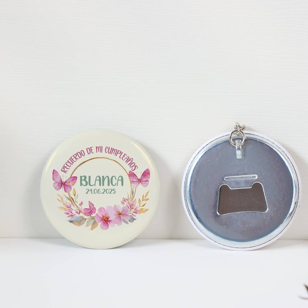 Llavero con abridor personalizado "Mariposa" Detalles de cumpleaños - Regalos personalizables cumpleaños