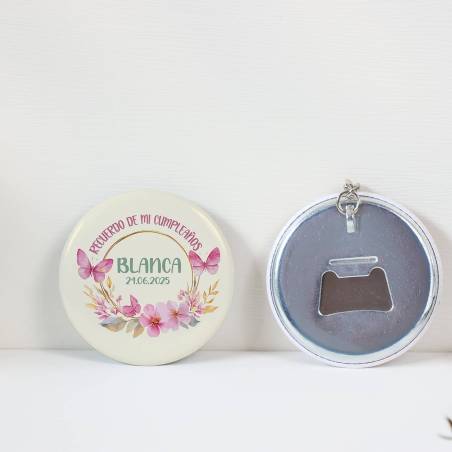 Llavero con abridor personalizado "Mariposa" Detalles de cumpleaños - Regalos personalizables cumpleaños
