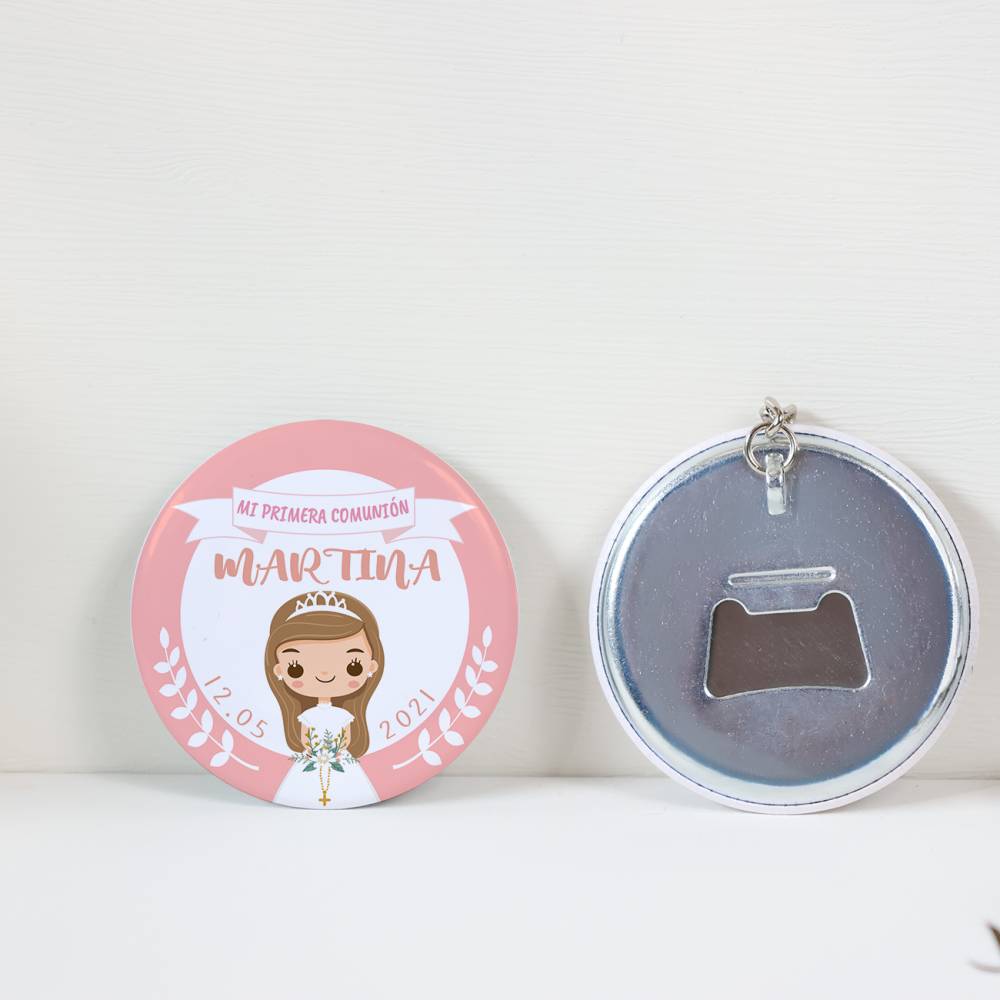 Llavero con abridor personalizado "Galleta" Detalles de comunión - Detalles de comunión originales