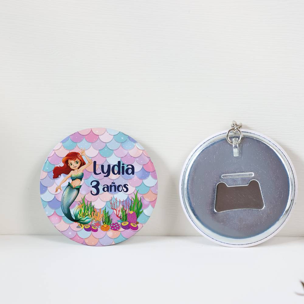 Llavero con abridor personalizado "Sirenas" Detalles de cumpleaños - Regalos personalizables cumpleaños