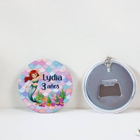 Llavero con abridor personalizado "Sirenas" Detalles de cumpleaños - Regalos personalizables cumpleaños