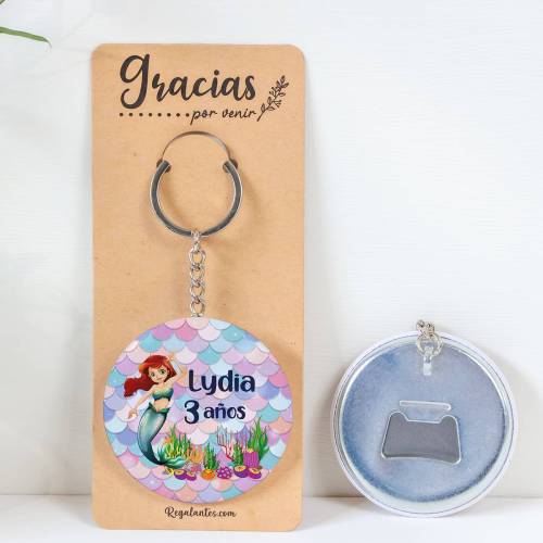Llavero con abridor personalizado "Sirenas" Detalles de cumpleaños - Regalos personalizables cumpleaños