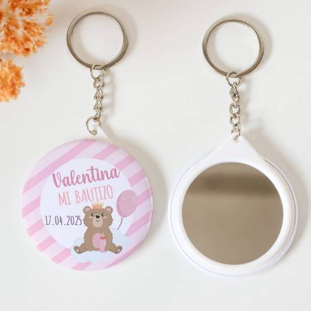 Llavero con espejo personalizado "Valentina" Detalles bautizo - Llaveros Espejos Personalizados Bautizo