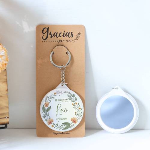 Llavero con espejo personalizado "Arco" Detalles bautizo - Llaveros Espejos Personalizados Bautizo