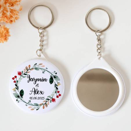 Llavero con espejo personalizado "Ágape" Detalles boda - Llaveros Espejos Personalizados Boda