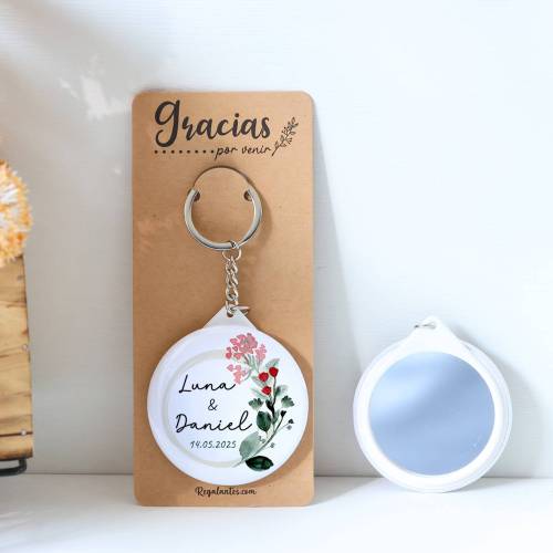 Llavero con espejo personalizado "Amor" Detalles boda - Llaveros Espejos Personalizados Boda