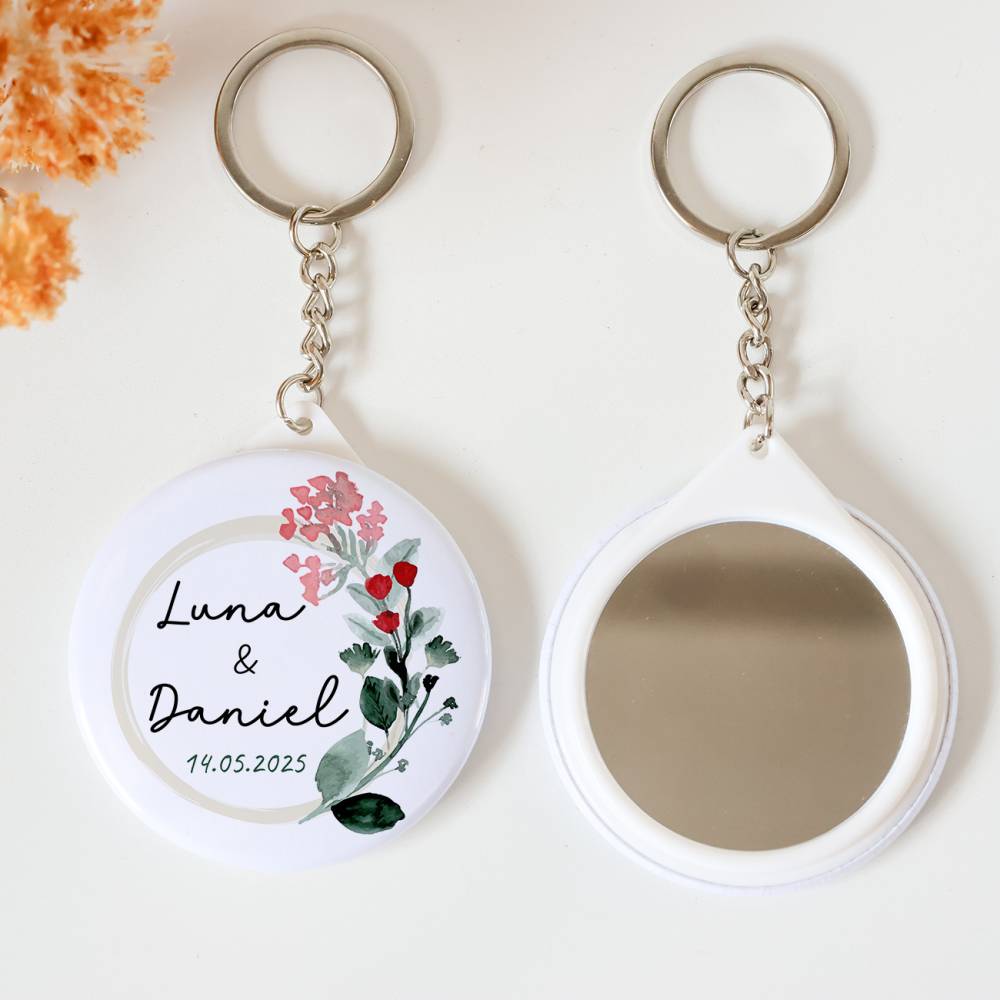Llavero con espejo personalizado "Amor" Detalles boda - Llaveros Espejos Personalizados Boda