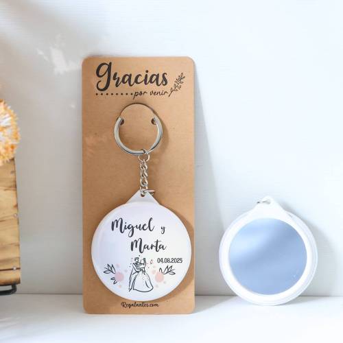 Llavero con espejo personalizado "Juntos" Detalles boda - Llaveros Espejos Personalizados Boda