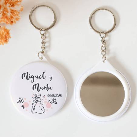 Llavero con espejo personalizado "Juntos" Detalles boda - Llaveros Espejos Personalizados Boda