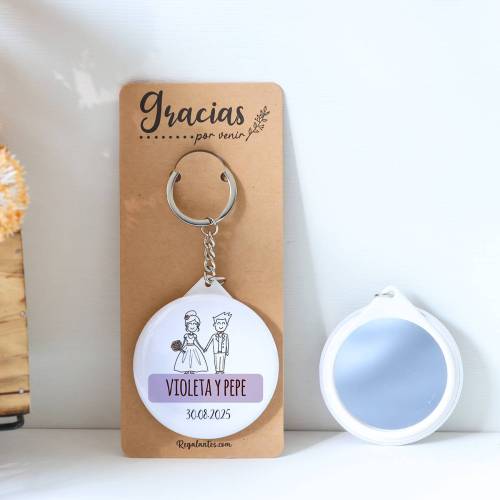 Llavero con espejo personalizado "Kilij" Detalles boda - Llaveros Espejos Personalizados Boda