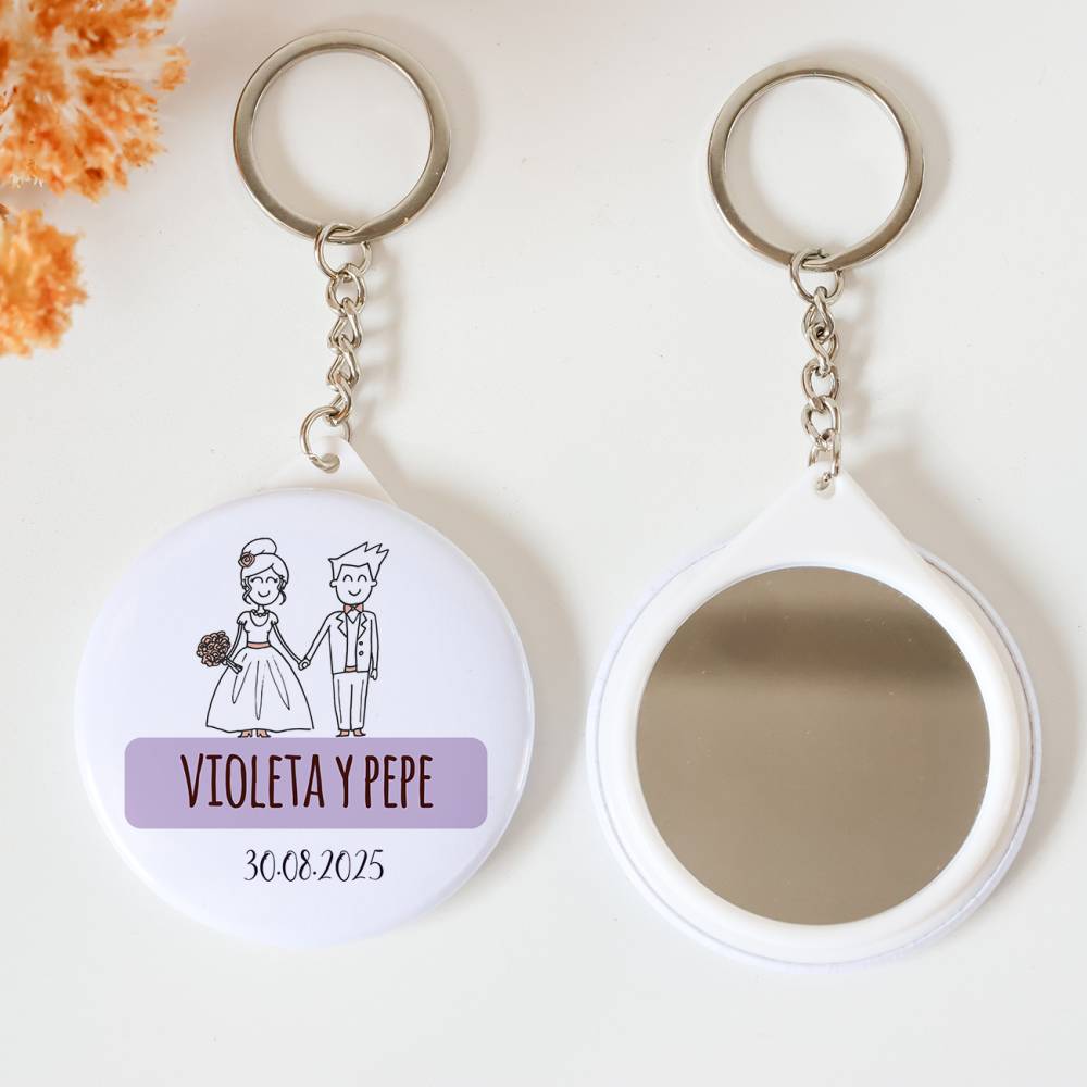 Llavero con espejo personalizado "Kilij" Detalles boda - Llaveros Espejos Personalizados Boda