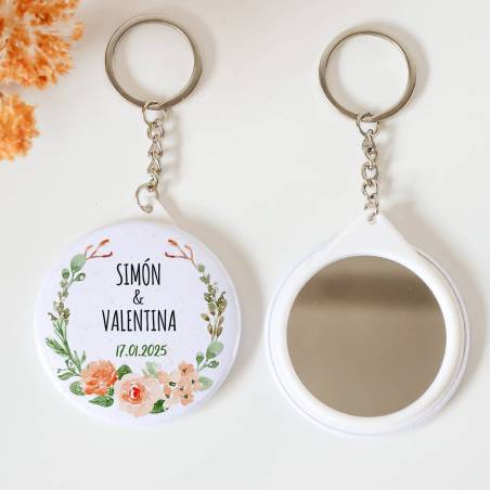 Llavero con espejo personalizado "Macedonia" Detalles boda - Llaveros Espejos Personalizados Boda