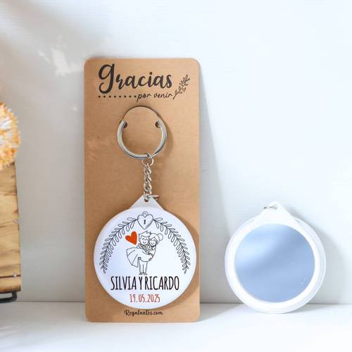 Llavero con espejo personalizado "Mañana" Detalles boda - Llaveros Espejos Personalizados Boda