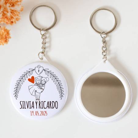 Llavero con espejo personalizado "Mañana" Detalles boda - Llaveros Espejos Personalizados Boda