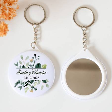 Llavero con espejo personalizado "Nature" Detalles boda - Llaveros Espejos Personalizados Boda
