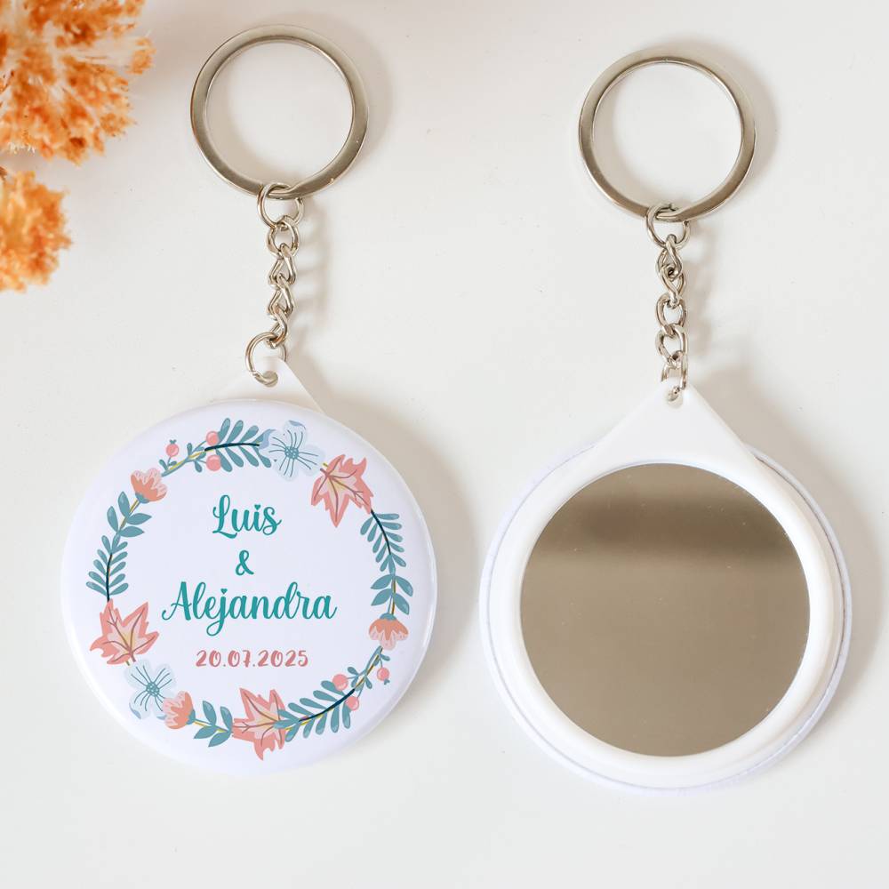 Llavero con espejo personalizado "Summer" Detalles boda - Llaveros Espejos Personalizados Boda