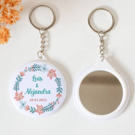 Llavero con espejo personalizado "Summer" Detalles boda - Llaveros Espejos Personalizados Boda