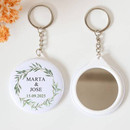 Llavero con espejo personalizado "Sun" Detalles boda - Llaveros Espejos Personalizados Boda
