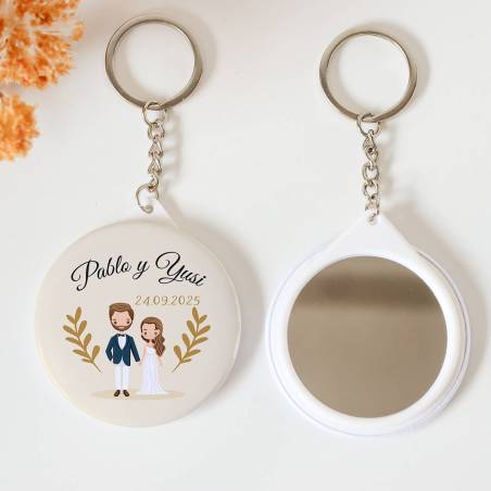 Llavero con espejo personalizado "Trigo" Detalles boda - Llaveros Espejos Personalizados Boda