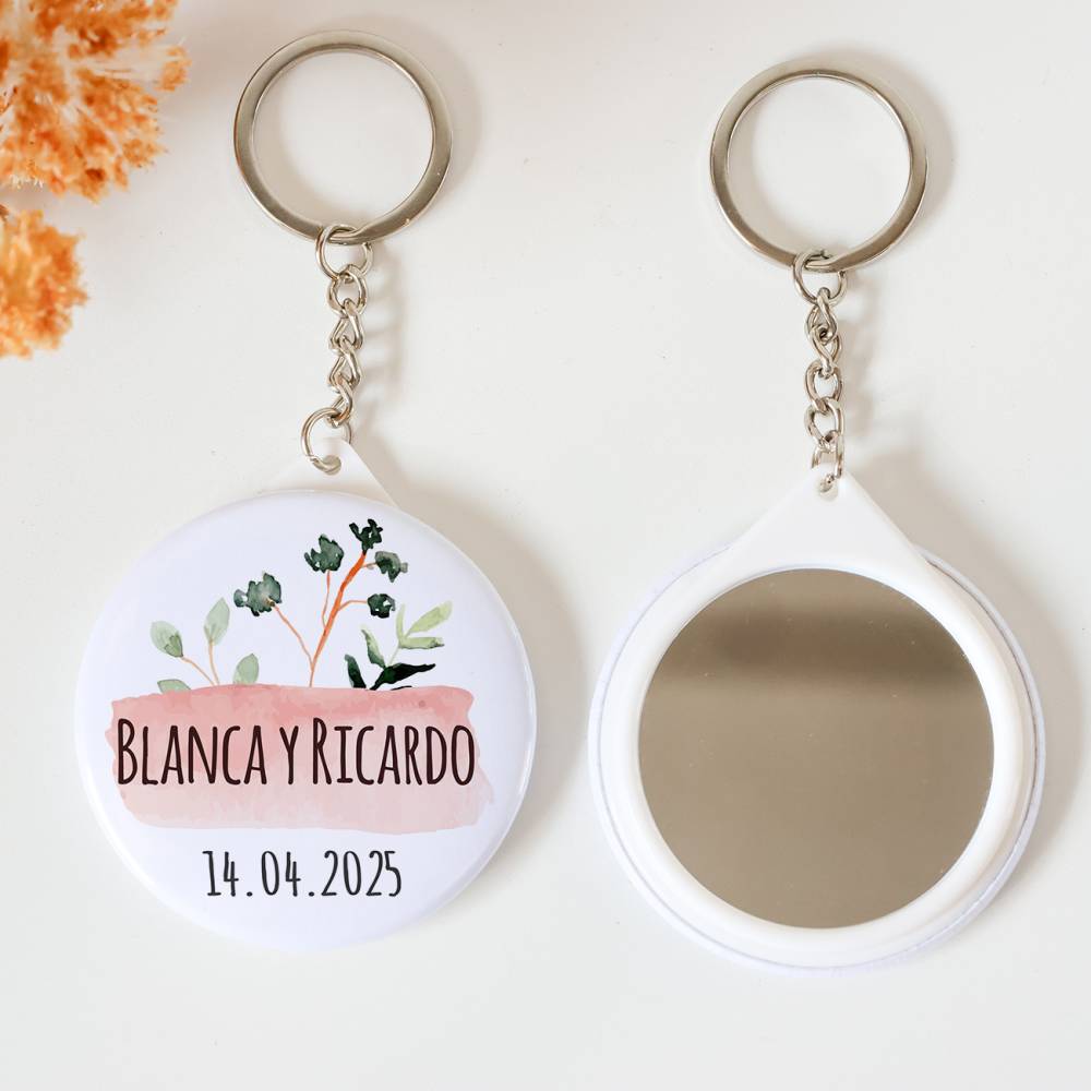 Llavero con espejo personalizado "Prado" Detalles boda - Llaveros Espejos Personalizados Boda
